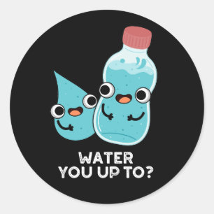 Water You Up To Funny Water Pun Dark BG Classic Round Sticker
