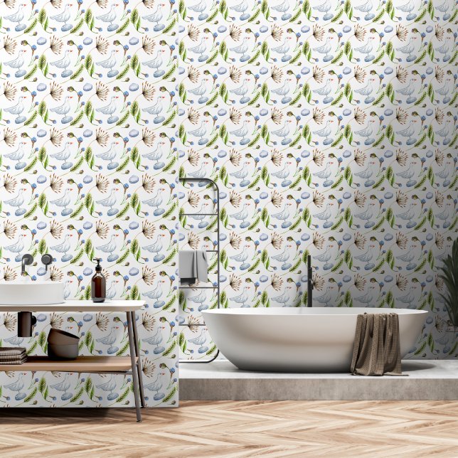 Waterbird Weeds Wallpaper (Bathroom)