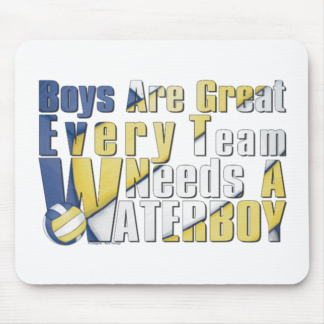 Waterboy Volleyball in Blue and Yellow Mouse Mat (Front)