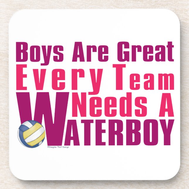 Waterboy Volleyball in Pink Coaster (Front)