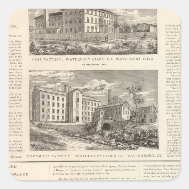 Waterbury Clock Company Square Sticker (Front)