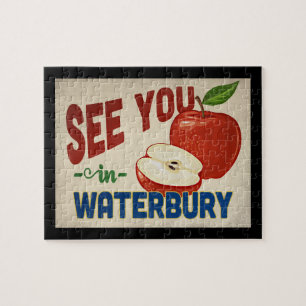 Waterbury Connecticut Apple - Vintage Travel Jigsaw Puzzle