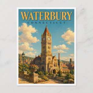 Waterbury Connecticut Clock Tower GeoSaga Postcard