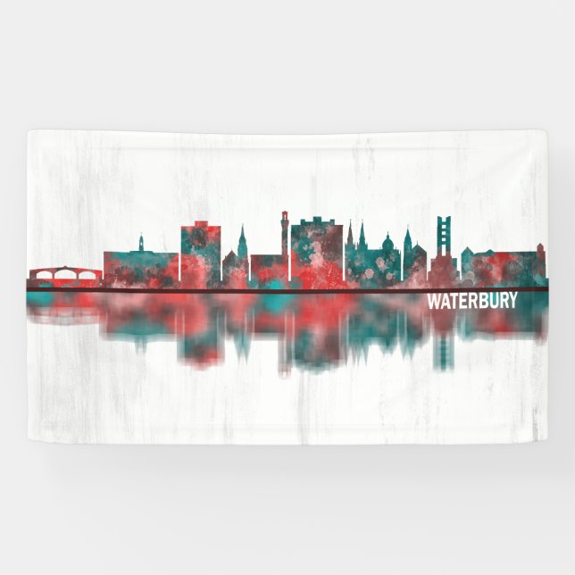 Waterbury Connecticut Skyline Banner (Horizontal)
