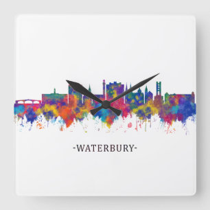 Waterbury Connecticut Skyline Square Wall Clock