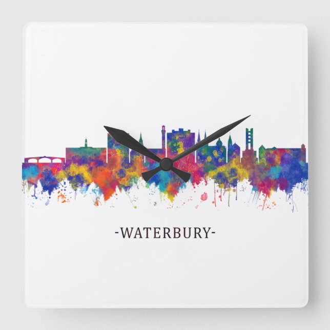 Waterbury Connecticut Skyline Square Wall Clock (Front)