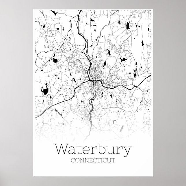 Waterbury Map - Connecticut - City Map Poster (Front)