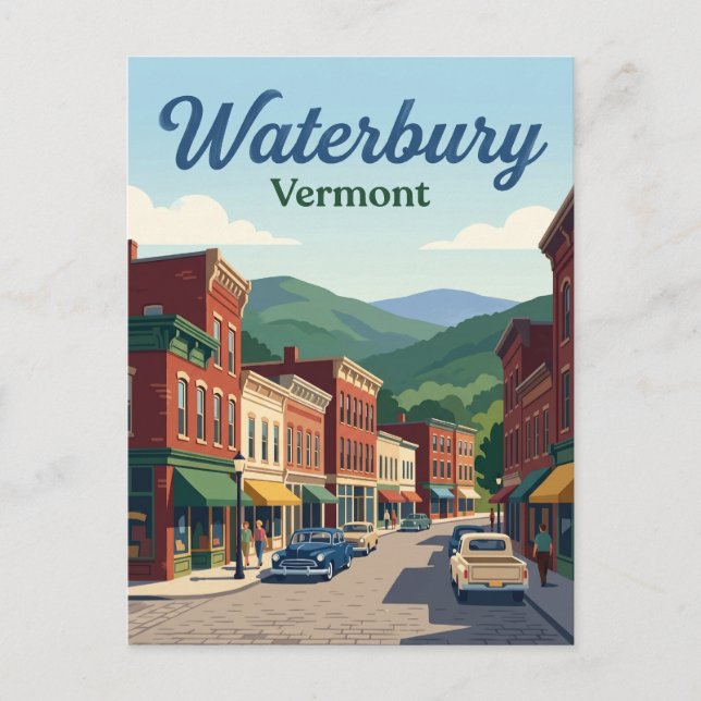 Waterbury Vermont Postcard (Front)