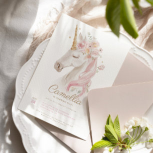 Watercol Unicorn Magical Birthday Party Invitation