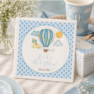 Watercolo Hot Air Balloon Kid 5th Birthday Party Napkin