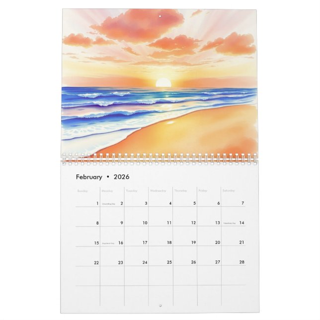 Watercolor 2025 Wall Calendar  (Feb 2026)