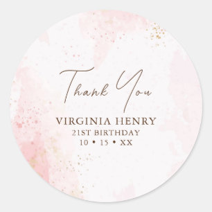 Watercolor 21st Birthday Party Classic Round Sticker