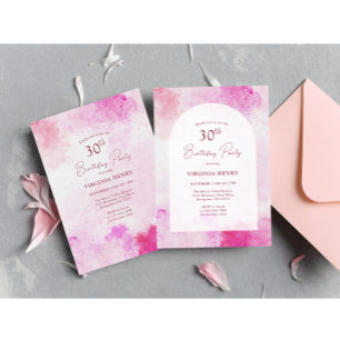 Watercolor 30th Birthday Invitation