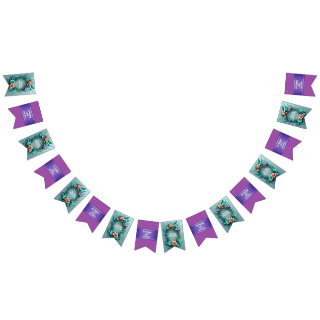 Watercolor 3D Flowers Frame 27 + your text Bunting (All)