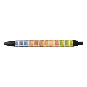 Watercolor 4 Seasons Squares Painting Design Black Ink Pen