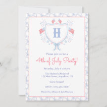 Watercolor 4th of July Fireworks Monogram Crest