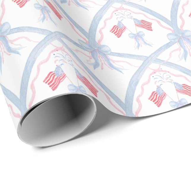 Watercolor 4th of July Fireworks Wrapping Paper (Roll Corner)