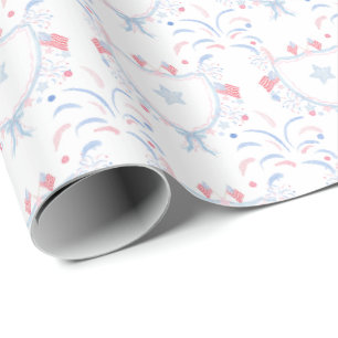 Watercolor 4th of July Fireworks Wrapping Paper