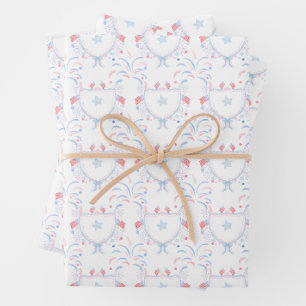 Watercolor 4th of July Fireworks Wrapping Paper Sheet