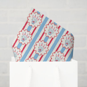 Watercolor 4th of July Hydrangeas & American Flags Tissue Paper