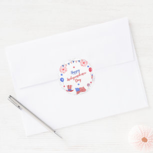 Watercolor 4th of July Independence Day Party Classic Round Sticker