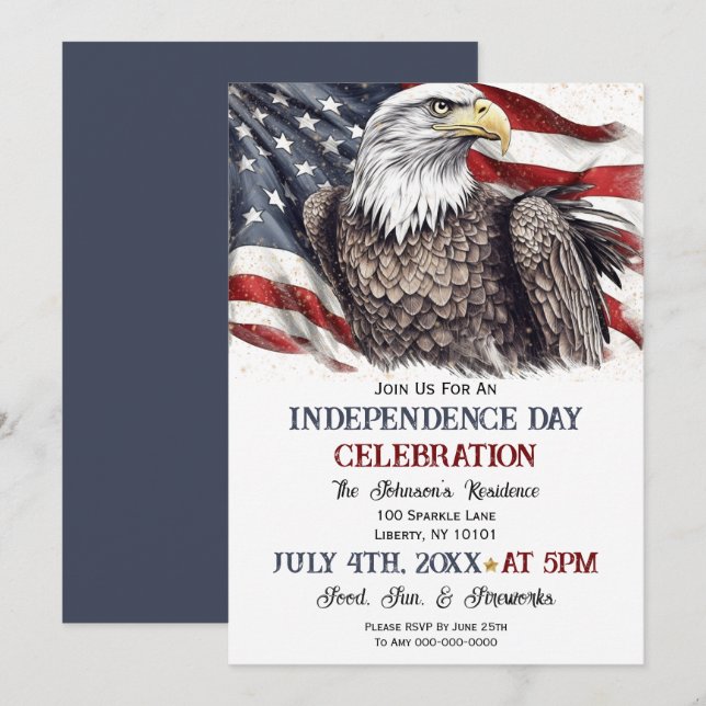 Watercolor 4th of July Party  Invitation (Front/Back)