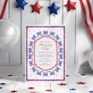 Watercolor 4th of July Patriotic Bow American Invitation