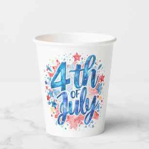 Watercolor 4th of July Patriotic Paper Cups