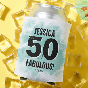 Watercolor 50th Birthday Can Cooler