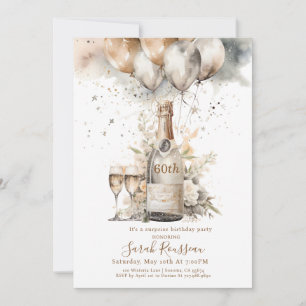 Watercolor 60th Surprise Birthday Party Invitation