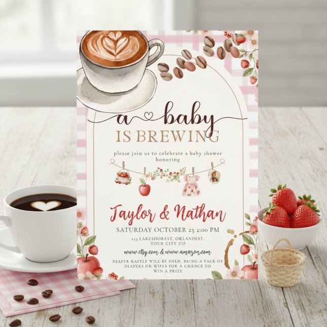 watercolor a berry sweet baby is brewing apple invitation (Creator Uploaded)