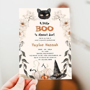 Watercolor A Little Boo Halloween Baby Shower Invitation