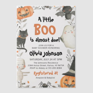 Watercolor A Little Boo Halloween Baby Shower Vellum Invitations