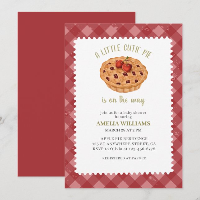 Watercolor A little cutie pie fall baby shower Invitation (Front/Back)