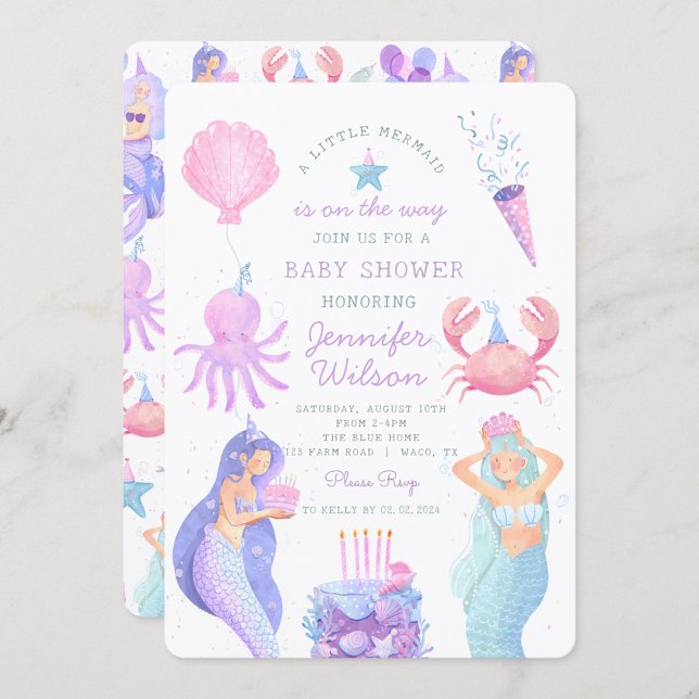 Watercolor A little Mermaid Baby Shower  Invitation (Creator Uploaded)