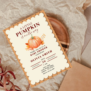 Watercolor a Little Pumpkin Cute Fall Baby Shower Invitation