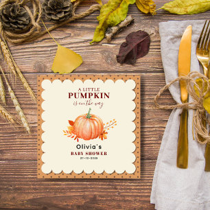 Watercolor a Little Pumpkin Cute Fall Baby Shower Napkin