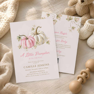 Watercolor A Little Pumpkin Girl Baby Shower Invitation