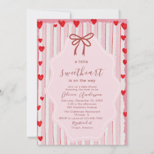 Watercolor a little sweet heart is on the way Baby Invitation