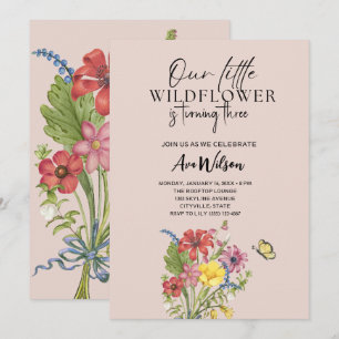 watercolor a little wildflower birthday invitation