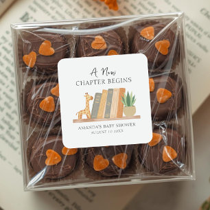 Watercolor A New Chapter Begins Baby Shower Square Sticker