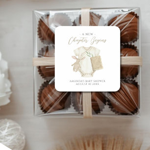 Watercolor A New Chapter Begins Baby Shower Square Sticker