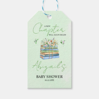Watercolor A New Chapter Begins green baby shower  Gift Tags