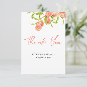 Watercolor A Sweet Little Peach Thank You Card
