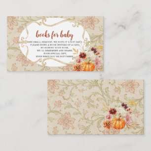 Watercolor a sweet little pupkin baby shower book Enclosure Card