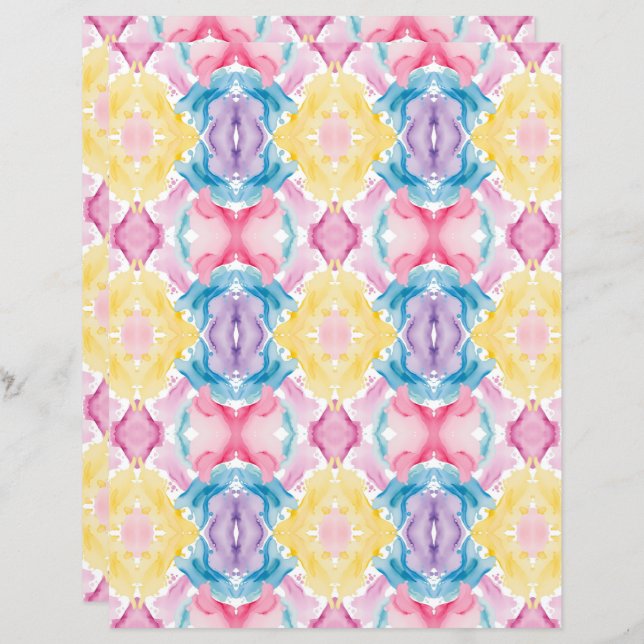 Watercolor Abstract 25 Scrapbook Paper (Front/Back)