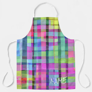 Watercolor Abstract Art NAME Colourful Fun Apron
