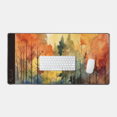 Watercolor Abstract Autumn Rainbow Trees Monogram  Desk Mat (Keyboard & Mouse)
