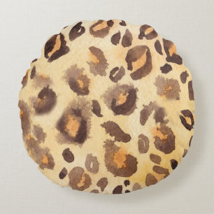 Watercolor abstract background of leopard skin imi round cushion