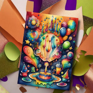 Watercolor Abstract Birthday Design Invitation